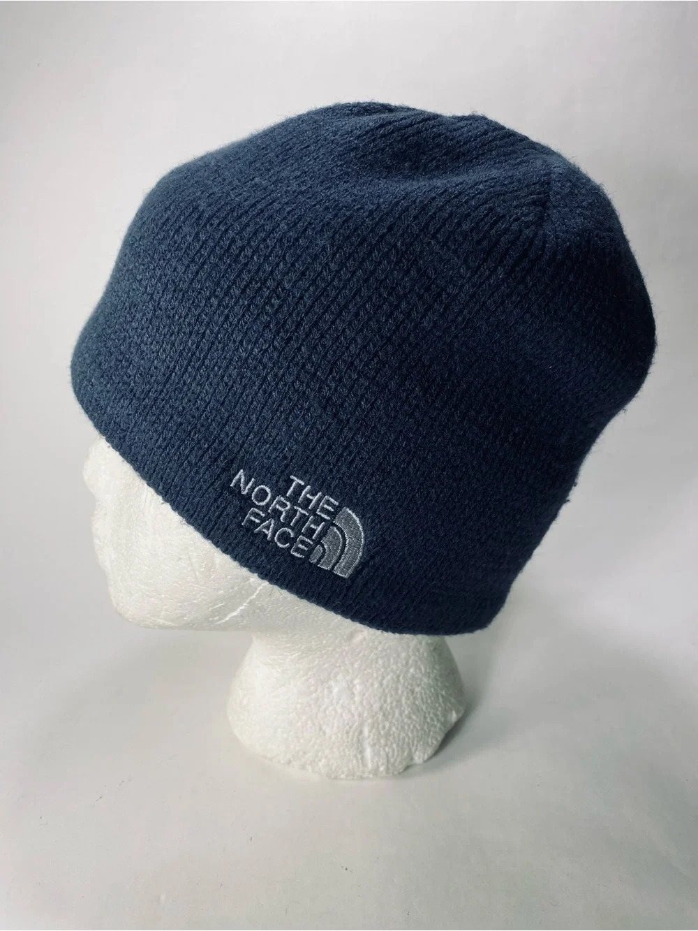The North Face Jim Beanie Dark Blue Ribbed Fleece Lined Hat Beanie